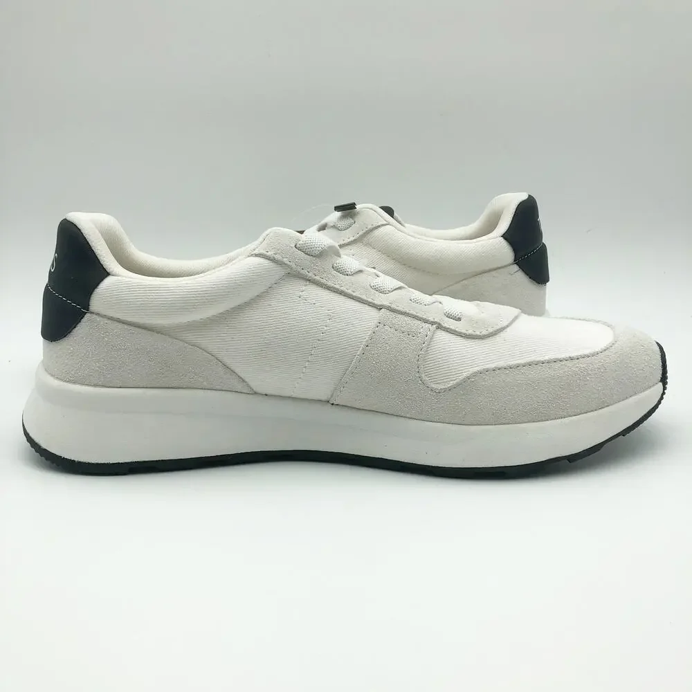 Toms Mens TRVL LITE Retro Runner Casual Sneaker Size 8.5 White Suede Twill NIB